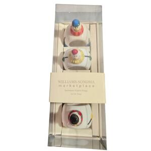 Set of 4 Williams Sonoma Snowman Ceramic Napkin Rings Holiday Christmas